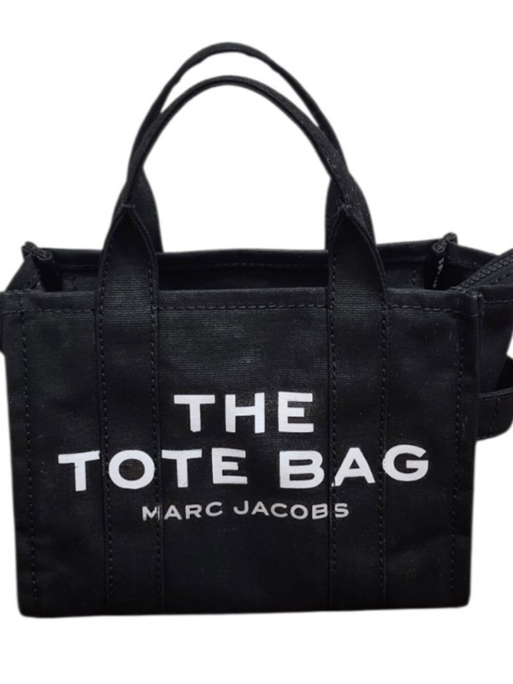 Marc Jacobs The Terry Mini Tote Bag Black Canvas Logo Handbag  100% Authentic - Picture 2 of 16